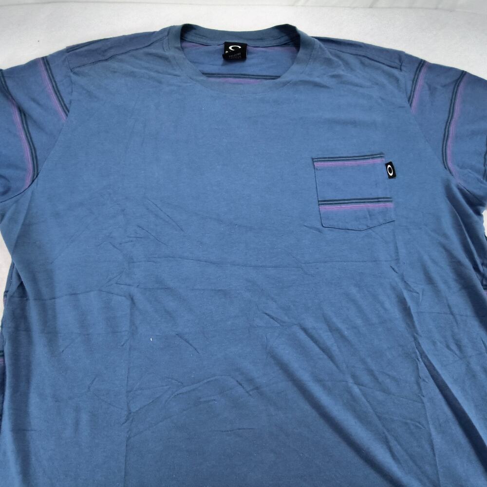 Oakley Casual Crew Neck Pocketed Short Sleeve Shirt Mens Size XL Blue Purple